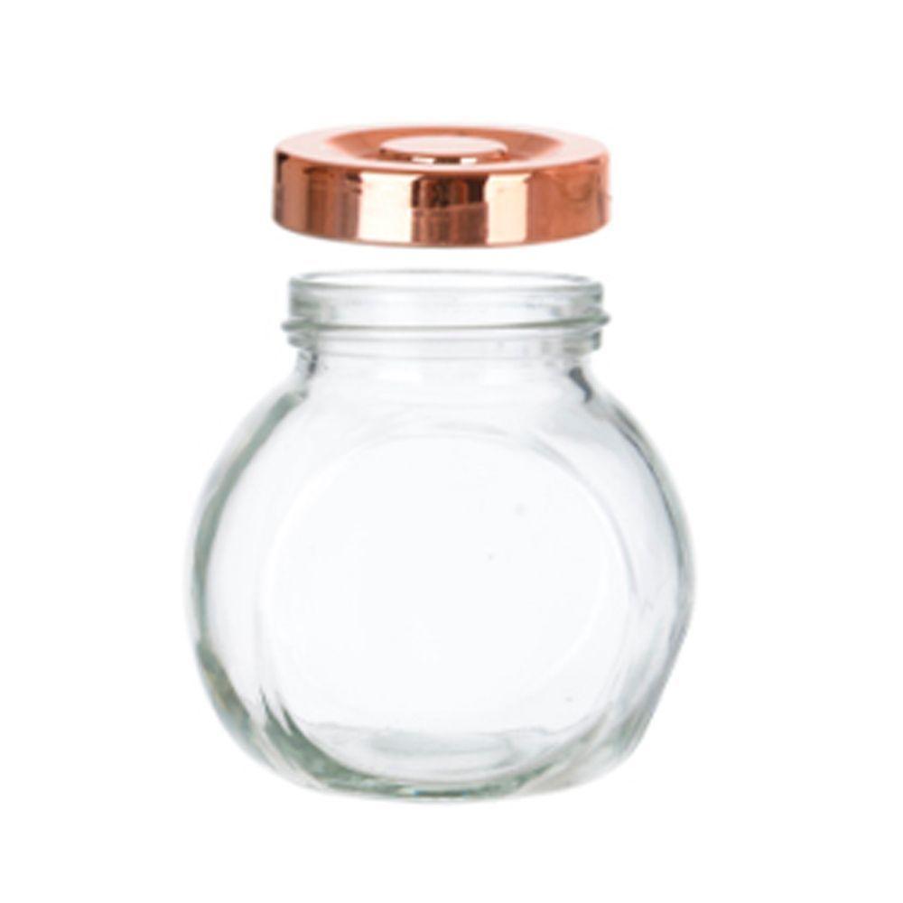 Kit 3 Porta Temperos Em Vidro Com Tampa Metálica Rosê Gold 170ml - D'rossi - 4