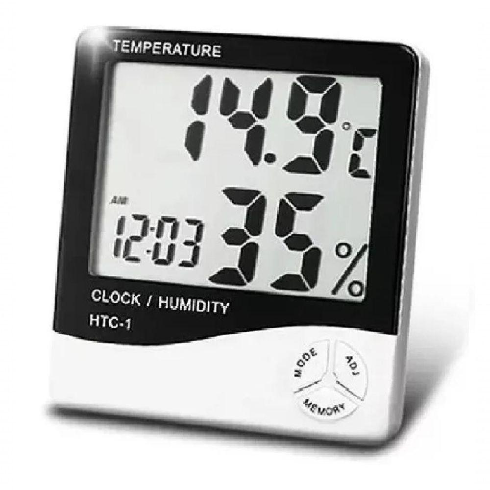 Termo Higrômetro Medidor Temperatura Umidade Com Relógio Digital Pd-003 - 1