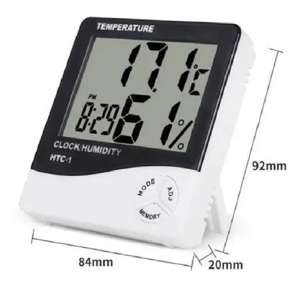 Termo Higrômetro Medidor Temperatura Umidade Com Relógio Digital Pd-003 - 2