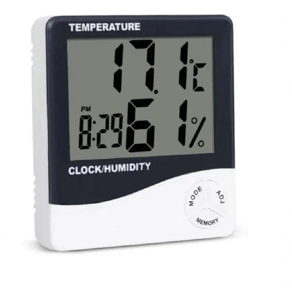 Termo Higrômetro Medidor Temperatura Umidade Com Relógio Digital Pd-003 - 3