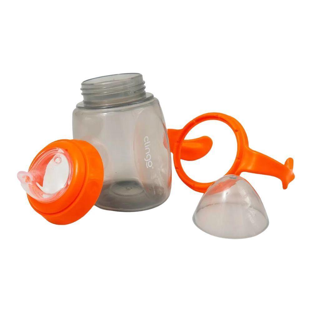 Copo Com Alça E Bico De Silicone 220ml Laranja Clingo - 3