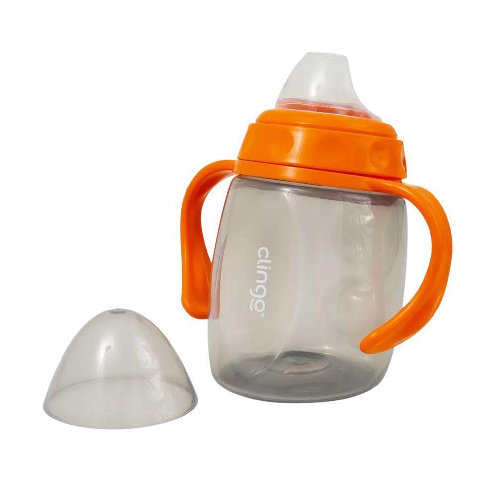 Copo Com Alça E Bico De Silicone 220ml Laranja Clingo - 4