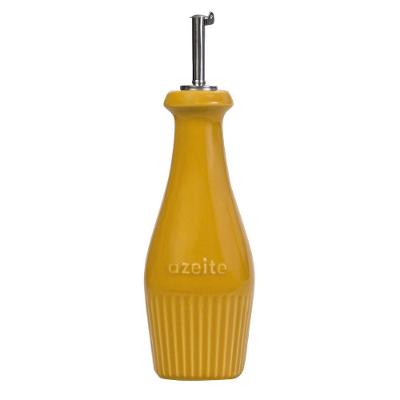 Azeiteiro Em Porcelana Assar E Servir 7x25cm Germer Amarelo