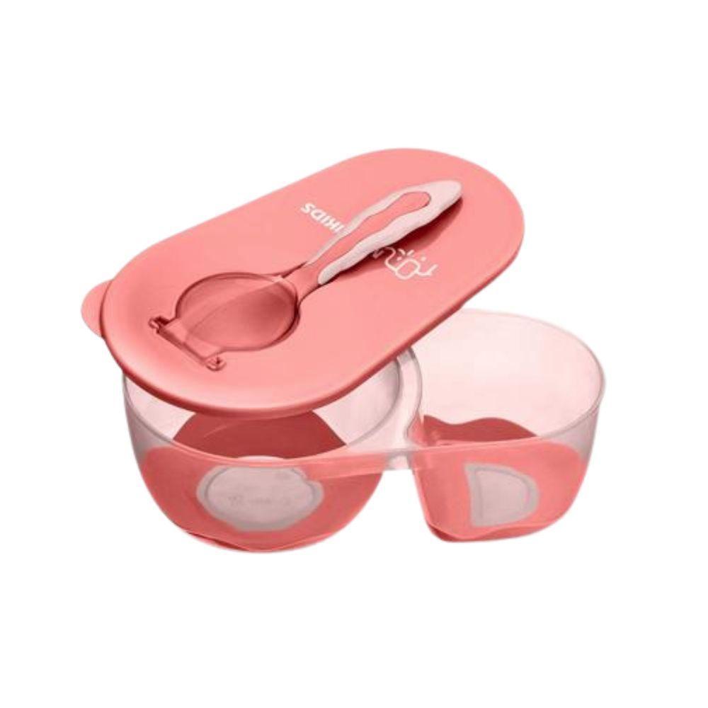 Prato Fundo Com Divisória E Colher Rosa - Multikids - 1