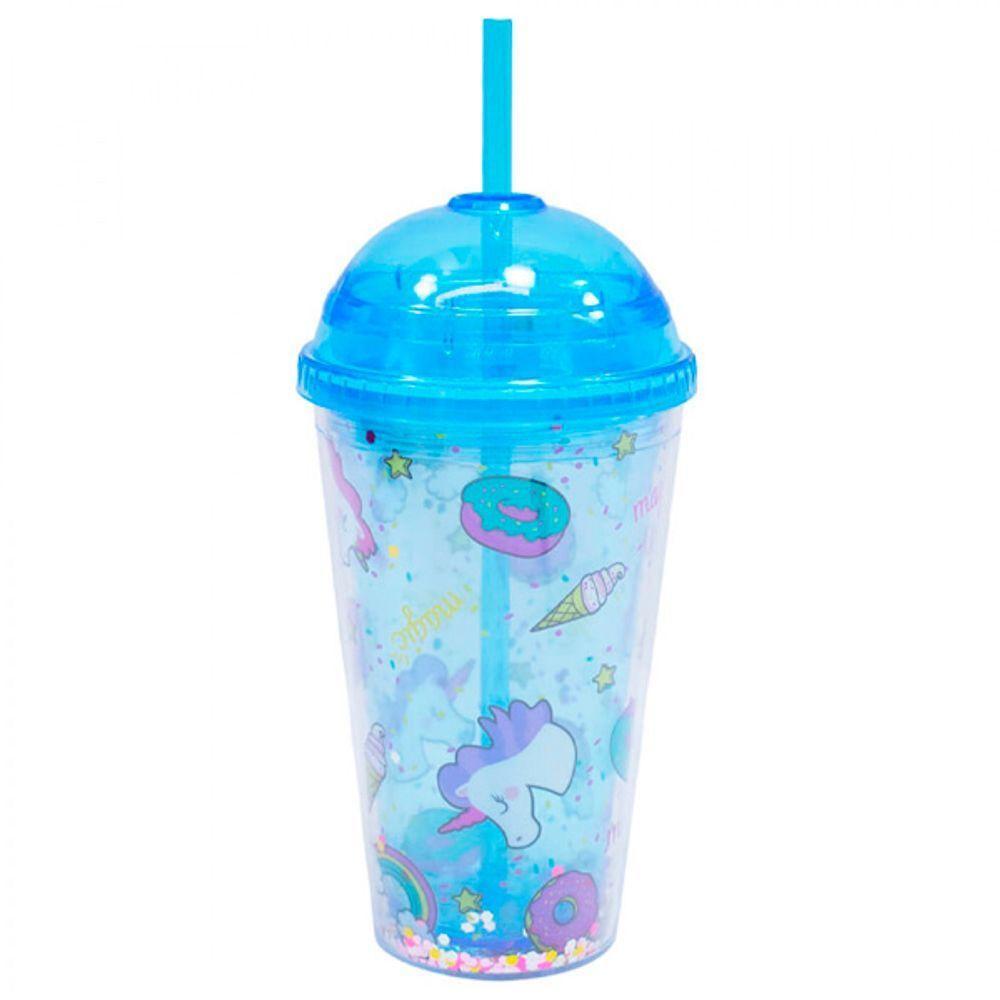 Copo Com Canudo Unicórnio 450ml Tasco Inport - 1