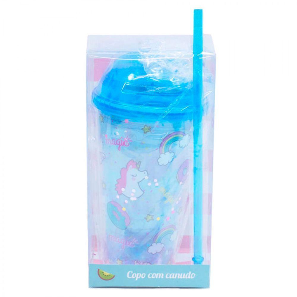 Copo Com Canudo Unicórnio 450ml Tasco Inport - 3