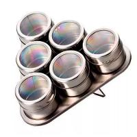 Porta Condimento Tempero Magnético Inox 6 Potes Com Imã - 2