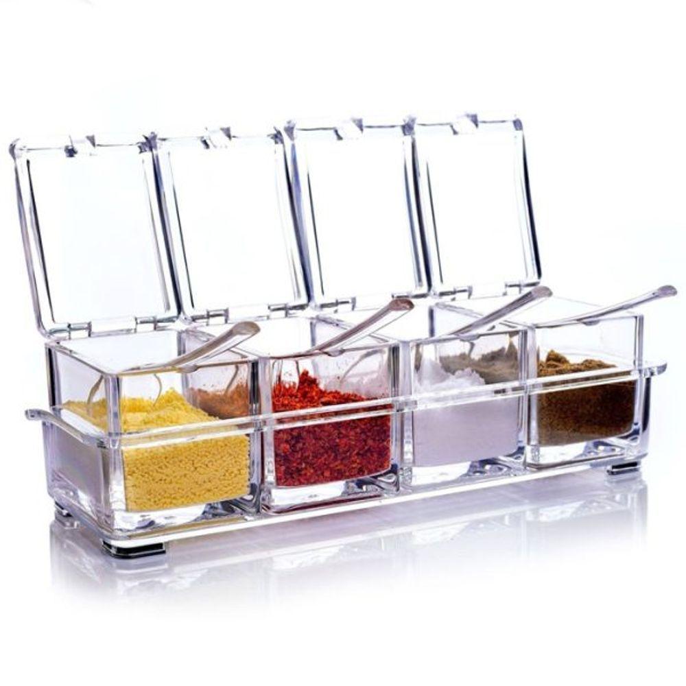 Kit Porta Condimentos Temperos Acrílico Crystal Seasoning Kit - 4