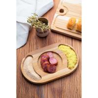 Petisqueira Tramontina Oval Em Madeira Teca Com Acabamento Envernizado Com Divisórias Tramontina