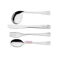 Jogo De Talheres Infantil Tramontina Acabamento Brilho Com Desenho Em Alto Relevo 4 Peças Aço Inox - 1