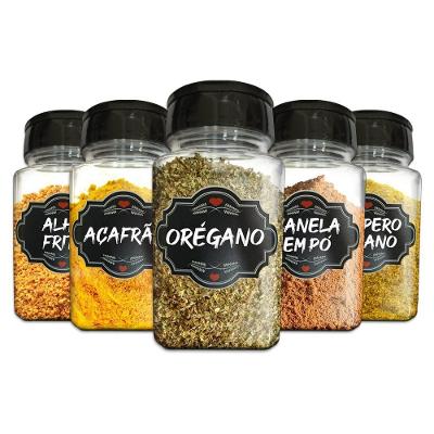 Pote Tempero Kit 10 Potes+24 Etiquetas Adesivas Q170 Preta