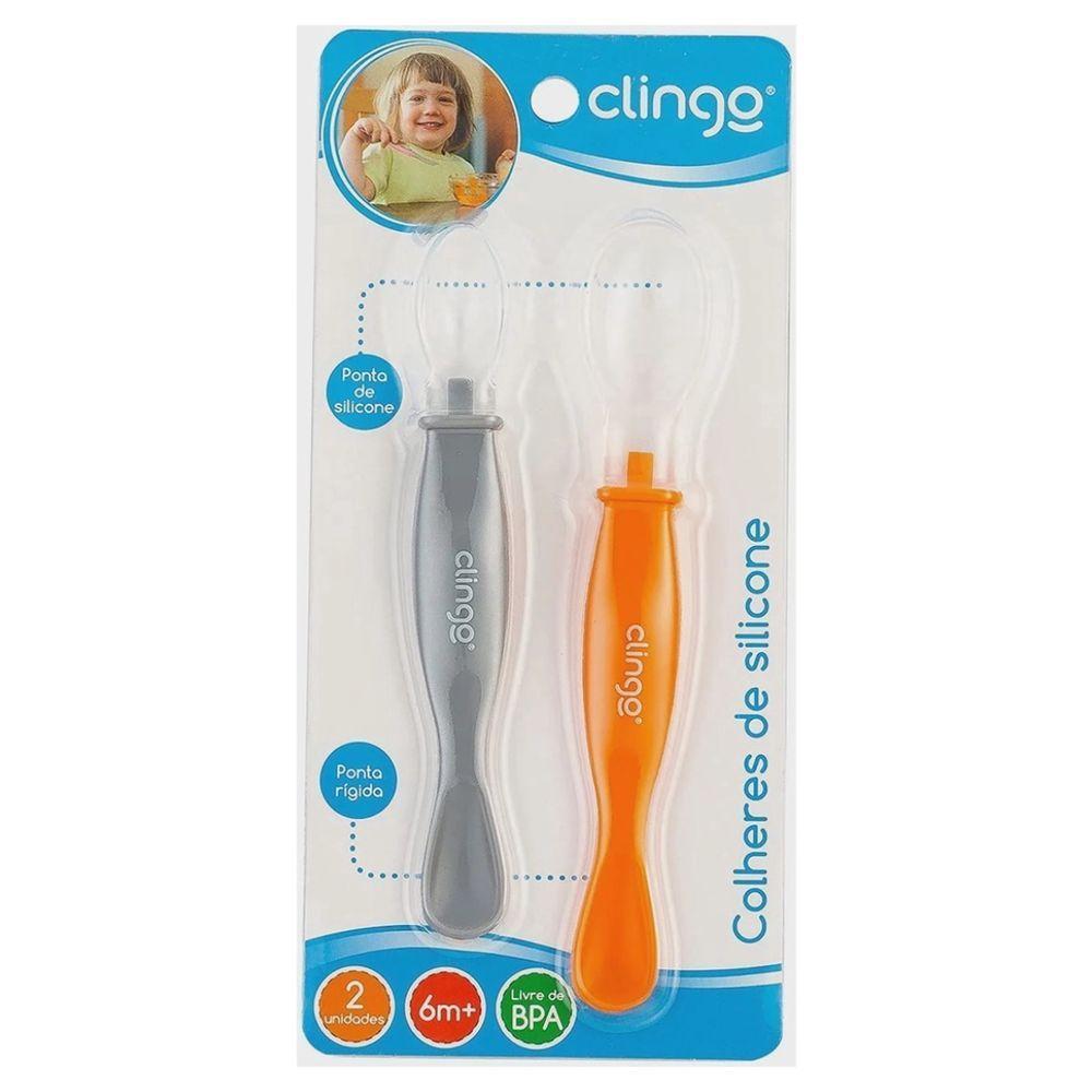 Kit Colheres Silicone Com Ponta Dupla 2 Unidades - Clingo - 1