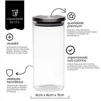 Porta Mantimentos Redondo Em Vidro Borossilicato Inox Mimo Style 1,3l - 2