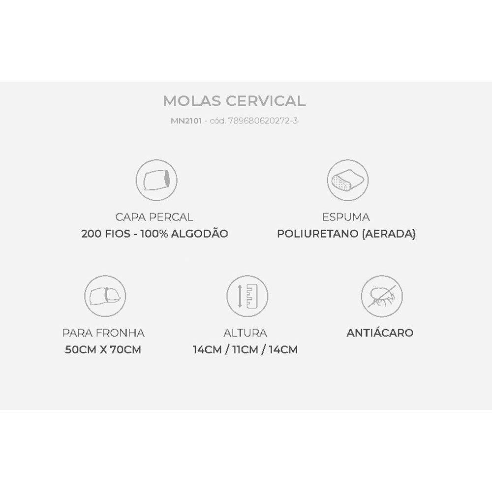 Travesseiro Molas Cervical MN2101 c/ Capa Percal 200 Fios p/ Fronha 50x70 (50x70) - Duoflex - 5