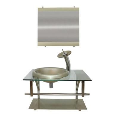 Gabinete de Vidro 60cm Inox Cuba Chapéu Redonda Champanhe