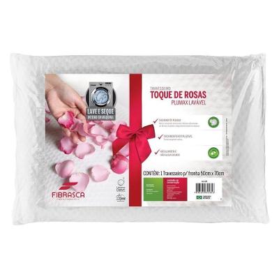 Travesseiro Fibras Siliconadas Toque De Rosas Plumax Lavável P/fronha (50x70) - Fibrasca