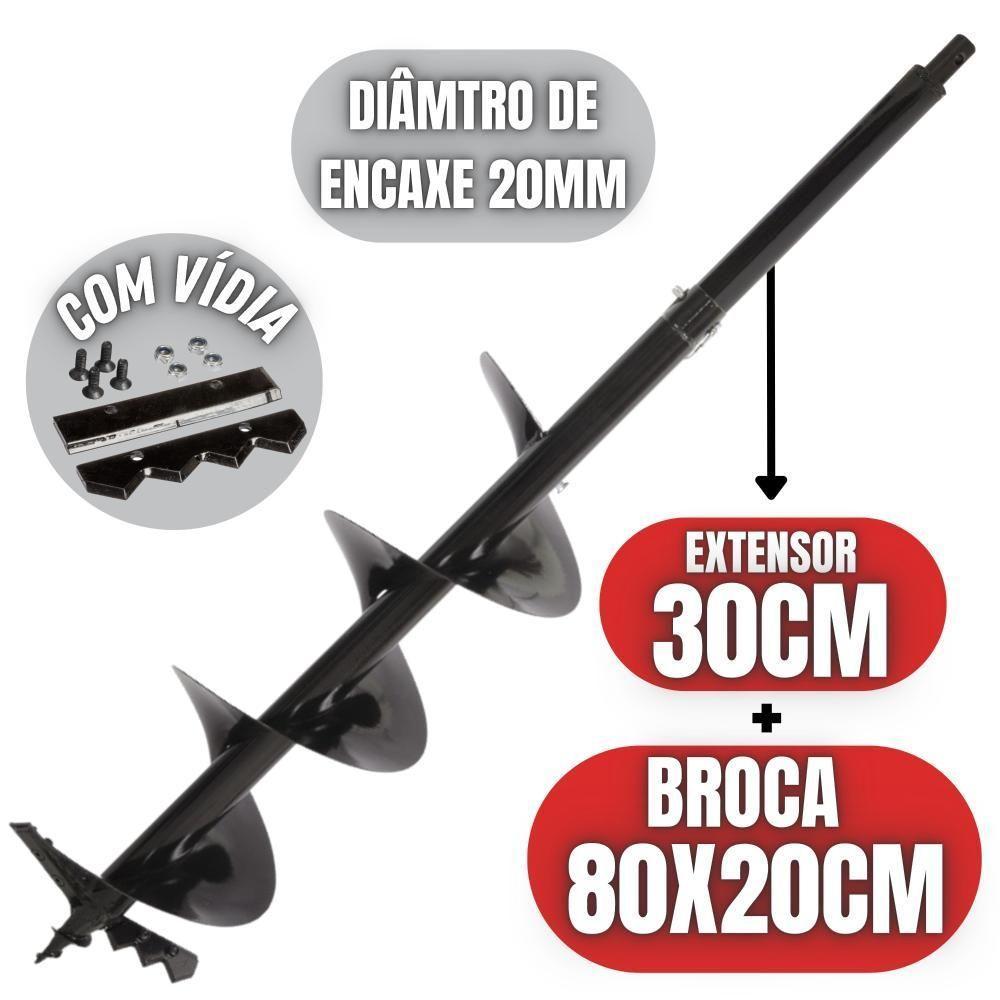 Broca Para Perfuradores De Solo 80x20 + Extensor 30cm - 1