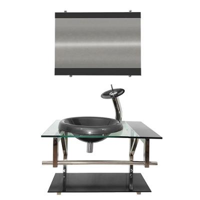 Gabinete de Vidro 60cm Inox Cuba Chapéu Redonda Grafite