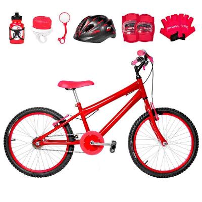 Bicicleta Infantil Masculina Aro 20+Kit Proteção Vermelha