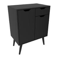 Gabinete Banheiro 60cm 2 Portas E 1 Gaveta Retrô Multimóveis Cr10118 Preto Preto - 2