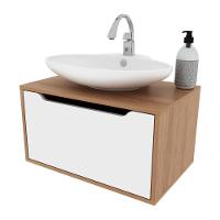 Gabinete Banheiro Suspenso 60cm Com 1 Porta Multimóveis Cr10123 Amêndoa-branco Amêndoa-branco - 1