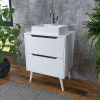 Gabinete Banheiro 60cm 2 Gavetas Retrô Multimóveis Cr10119 Branco Branco - 5