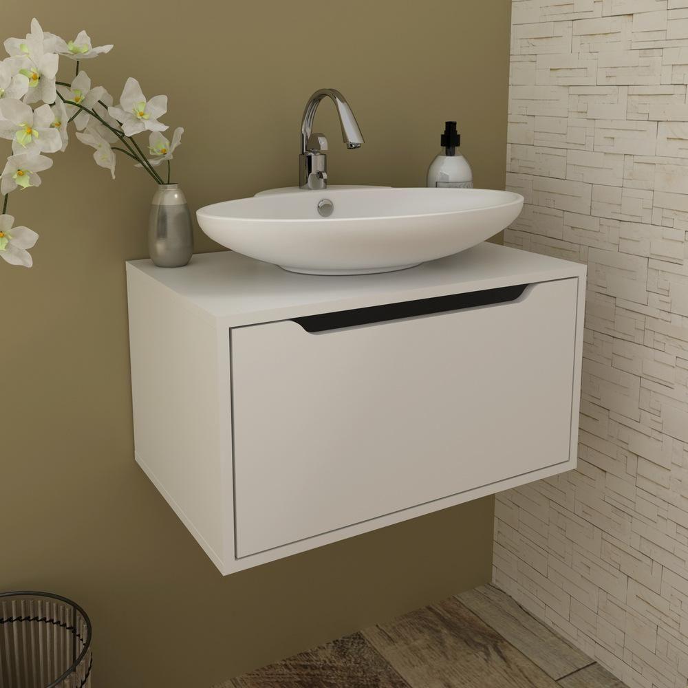 Gabinete Banheiro Suspenso 60cm Com 1 Porta Multimóveis Cr10123 Branco Branco - 4