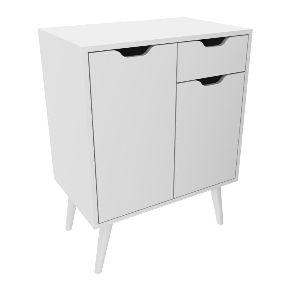 Gabinete Banheiro 60cm 2 Portas E 1 Gaveta Retrô Multimóveis Cr10118 Branco Branco - 3