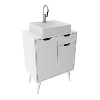 Gabinete Banheiro 60cm 2 Portas E 1 Gaveta Retrô Multimóveis Cr10118 Branco Branco - 1