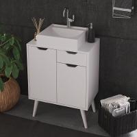 Gabinete Banheiro 60cm 2 Portas E 1 Gaveta Retrô Multimóveis Cr10118 Branco Branco - 5