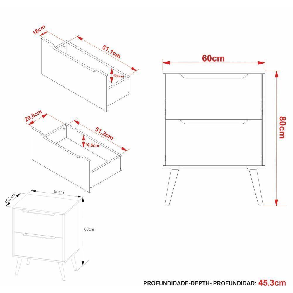 Gabinete Banheiro 60cm 2 Gavetas Retrô Multimóveis Cr10119 Amêndoa Amêndoa - 3