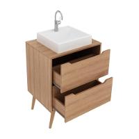 Gabinete Banheiro 60cm 2 Gavetas Retrô Multimóveis Cr10119 Amêndoa Amêndoa - 1