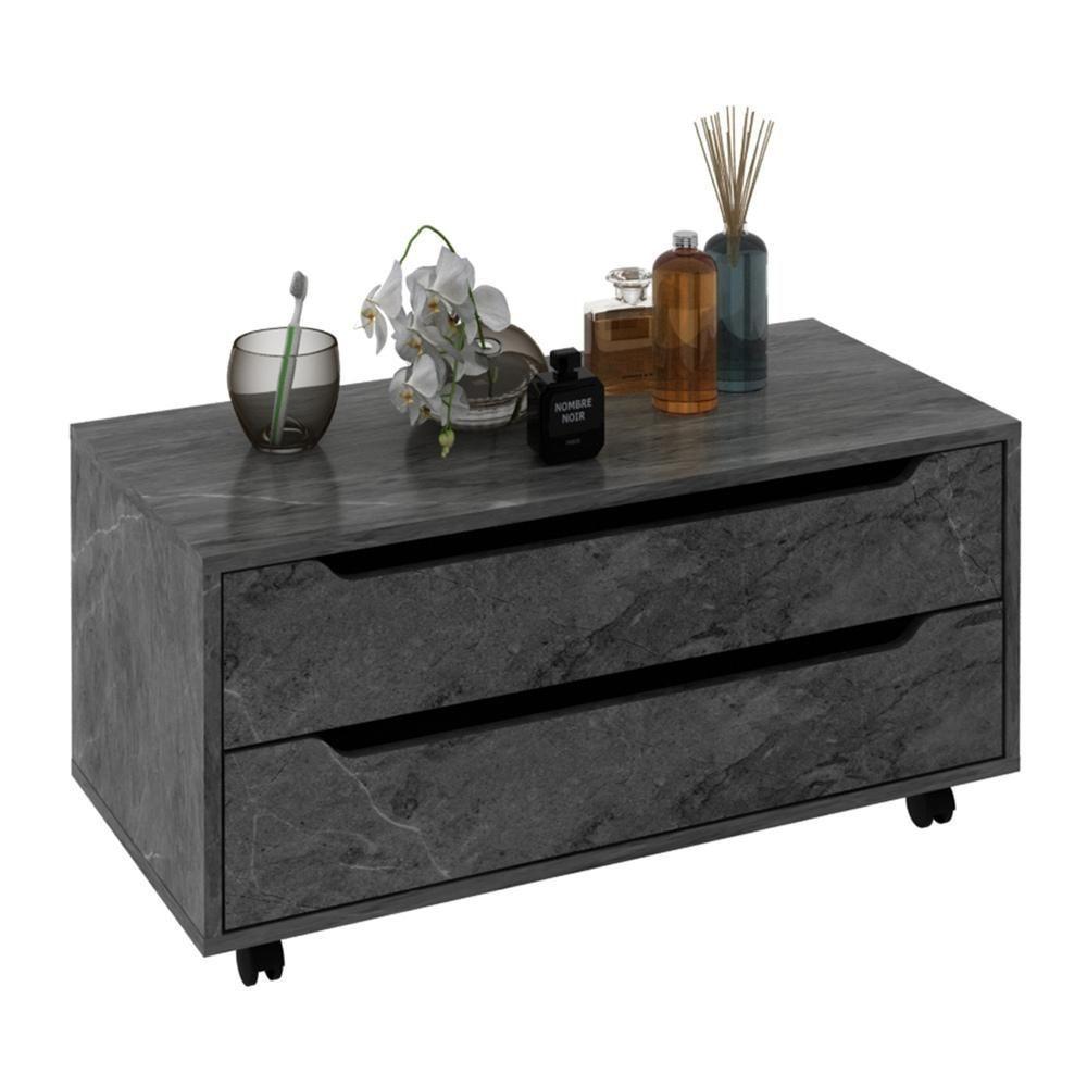 Gabinete Banheiro 80cm 2 Gavetas Retrô Com Rodízios Multimóveis Cr10121 Mármore Lunar Mármore Lunar - 1