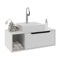 Gabinete Banheiro 80cm Com 1 Porta E Nicho Multimóveis Cr10122 Branco Branco - 1