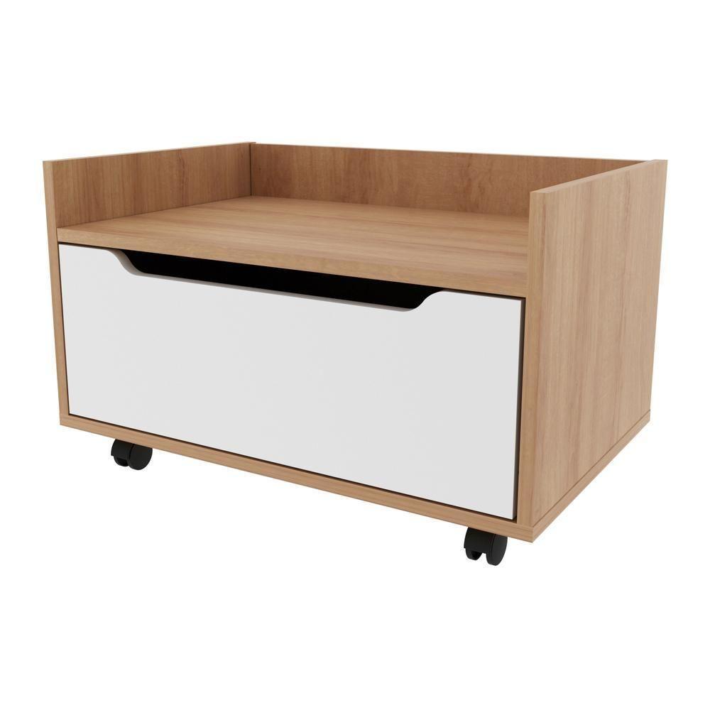 Gabinete Banheiro 60cm Com 1 Gaveta E Rodízios Multimóveis Cr10124 Amêndoa-branco Amêndoa-branco - 3