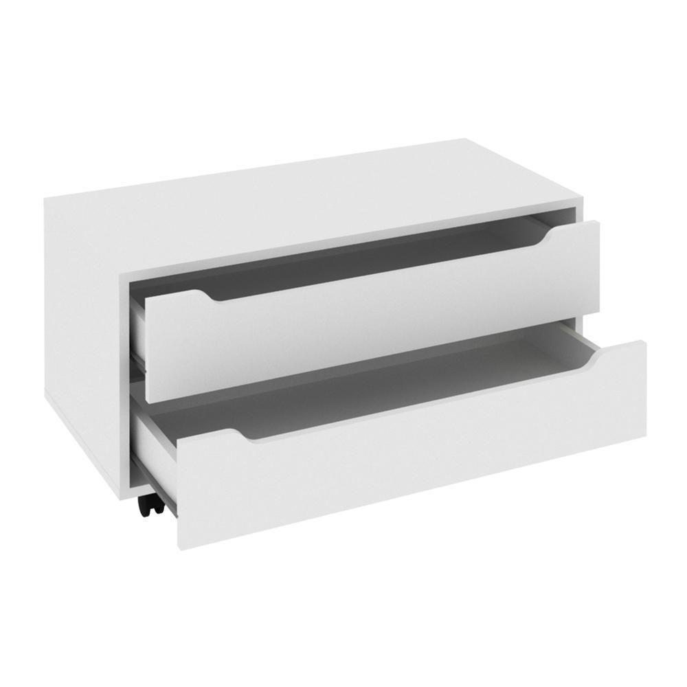 Gabinete Banheiro 80cm 2 Gavetas Retrô Com Rodízios Multimóveis Cr10121 Branco Branco - 4
