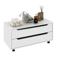 Gabinete Banheiro 80cm 2 Gavetas Retrô Com Rodízios Multimóveis Cr10121 Branco Branco - 1
