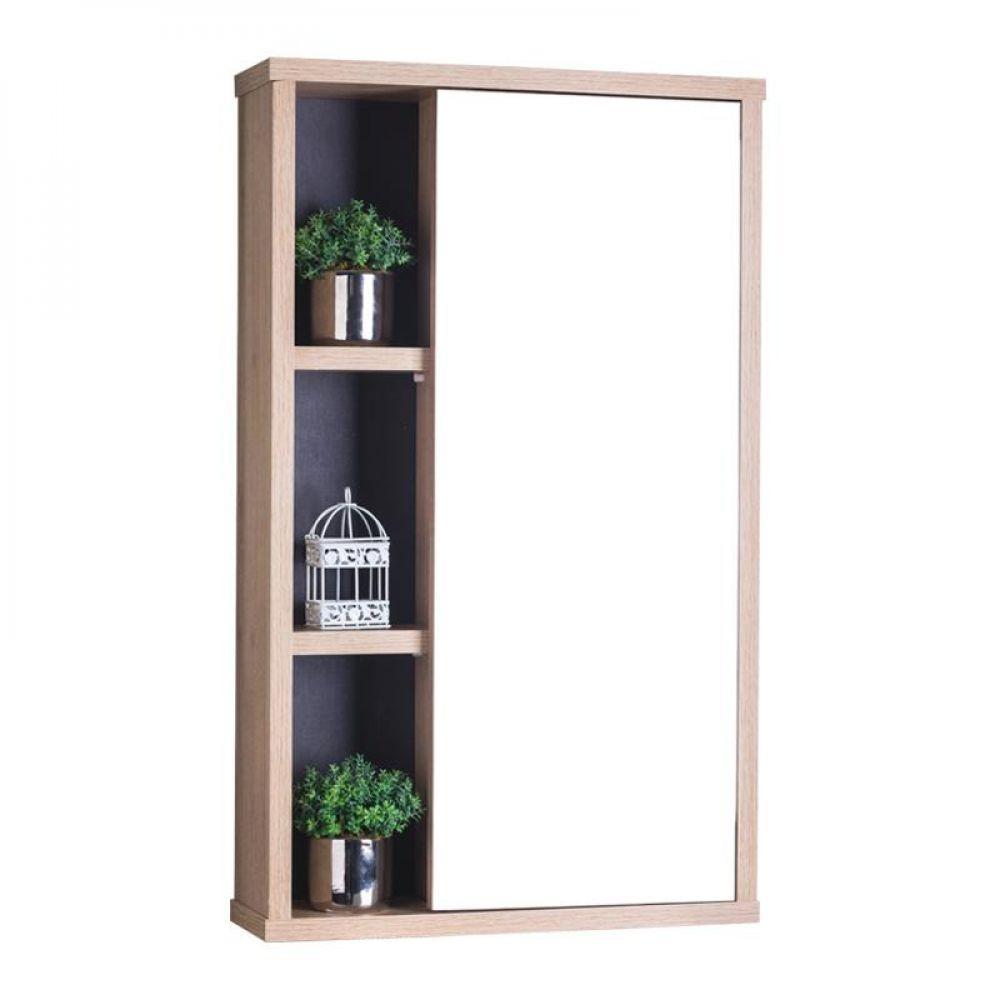 Armário para Banheiro com Espelho Milano Carvalho e Grafite - 1