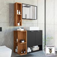 Gabinete Banheiro Star Com Cuba Dalla E Valvula Click Inox Preto Fosco/naturale Preto Fosco/naturale - 2