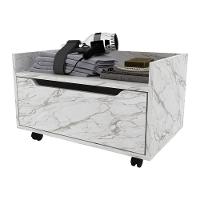 Gabinete Banheiro 60cm Com 1 Gaveta E Rodízios Multimóveis Cr10124 Mármore Branco Mármore Branco - 1