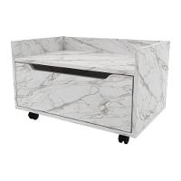 Gabinete Banheiro 60cm Com 1 Gaveta E Rodízios Multimóveis Cr10124 Mármore Branco Mármore Branco - 2