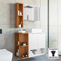 Gabinete Banheiro Star Com Cuba Dalla E Valvula Click Black Branco/naturale Branco/naturale - 2