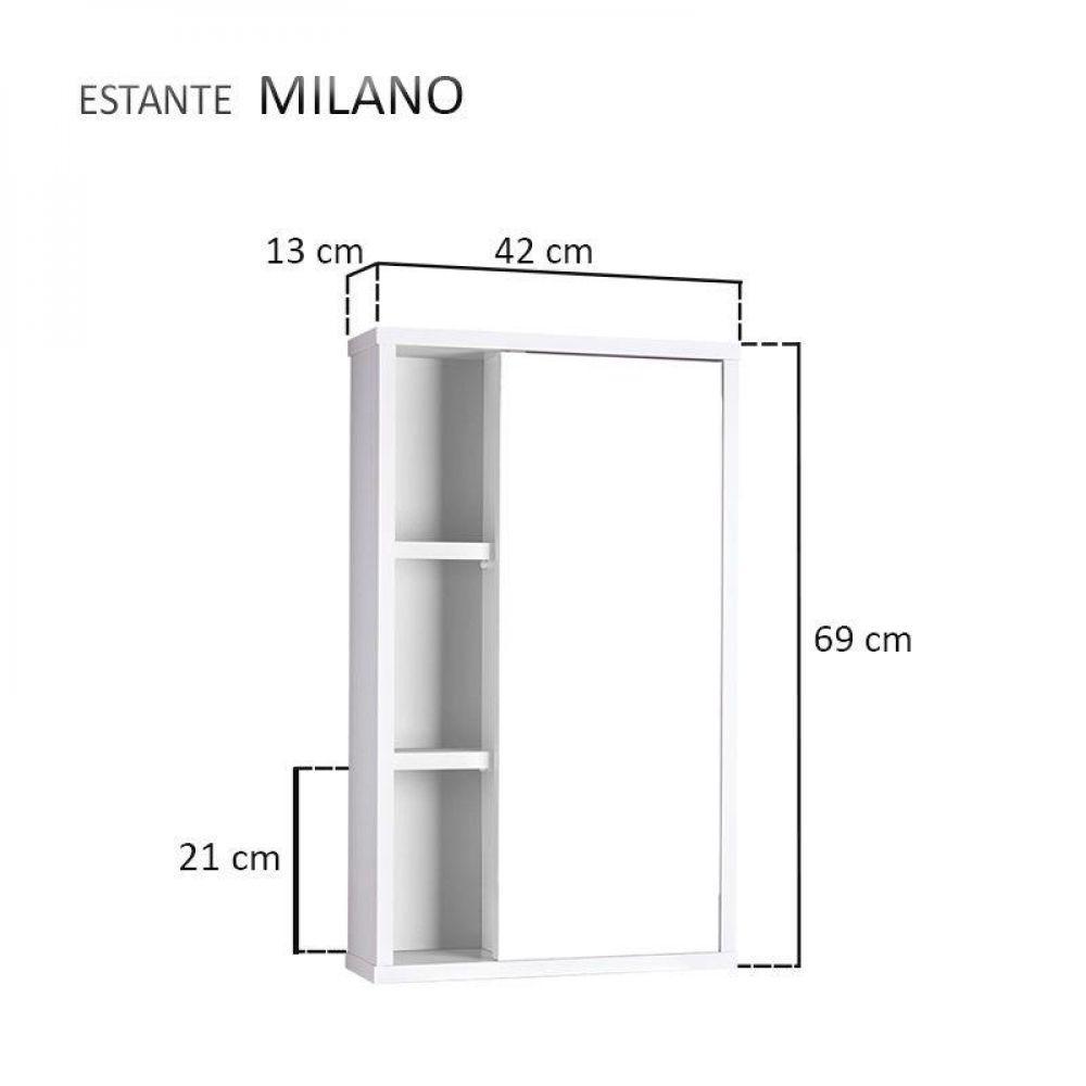 Armário para Banheiro com Espelho Milano Branco - 3