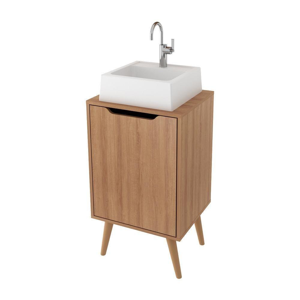 Gabinete Banheiro 45cm 1 Porta Retrô Multimóveis Cr10120 Amêndoa Amêndoa - 1