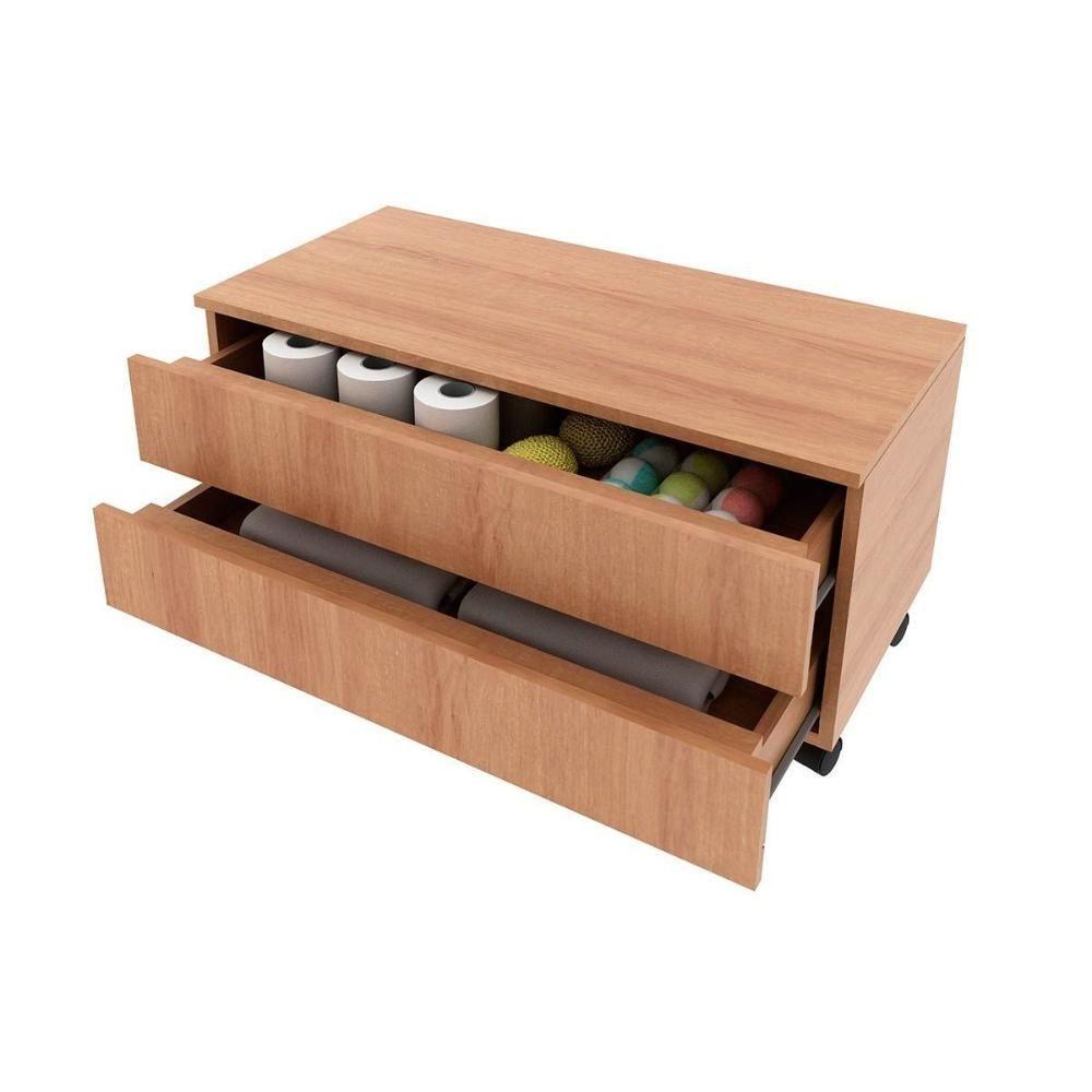 Balcão p/ Banheiro BN3603 2 Gavetas c/ Rodízio cor Mármore Branco - Tecno Mobili - 5