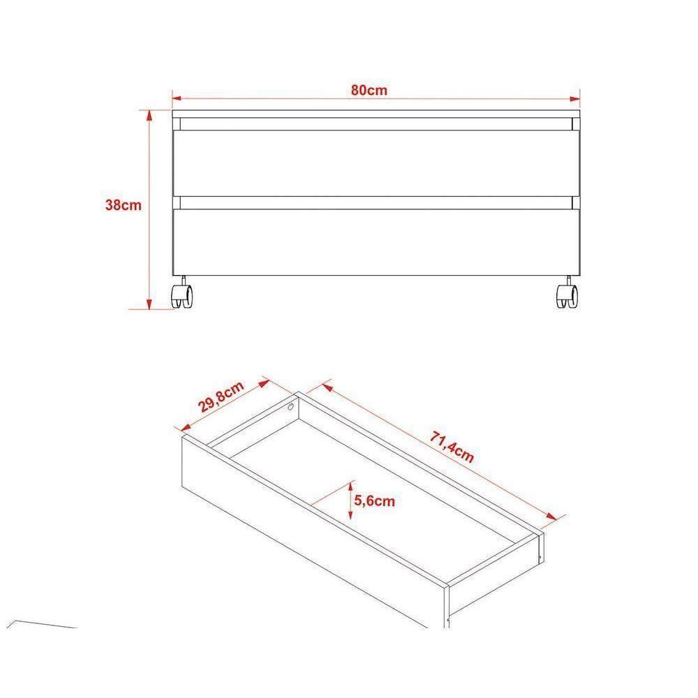 Balcão p/ Banheiro BN3603 2 Gavetas c/ Rodízio cor Mármore Branco - Tecno Mobili - 6