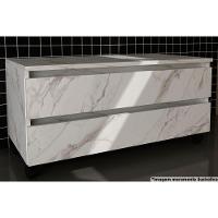 Balcão p/ Banheiro BN3603 2 Gavetas c/ Rodízio cor Mármore Branco - Tecno Mobili - 1