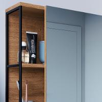 Armario Para Banheiro 60 Cm Com Espelho Preto Mell P1015 Pp Preto Mell