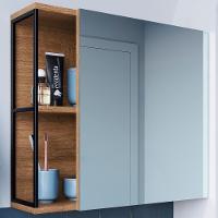 Armario Para Banheiro 60 Cm Com Espelho Preto Mell P1015 Pp Preto Mell - 8