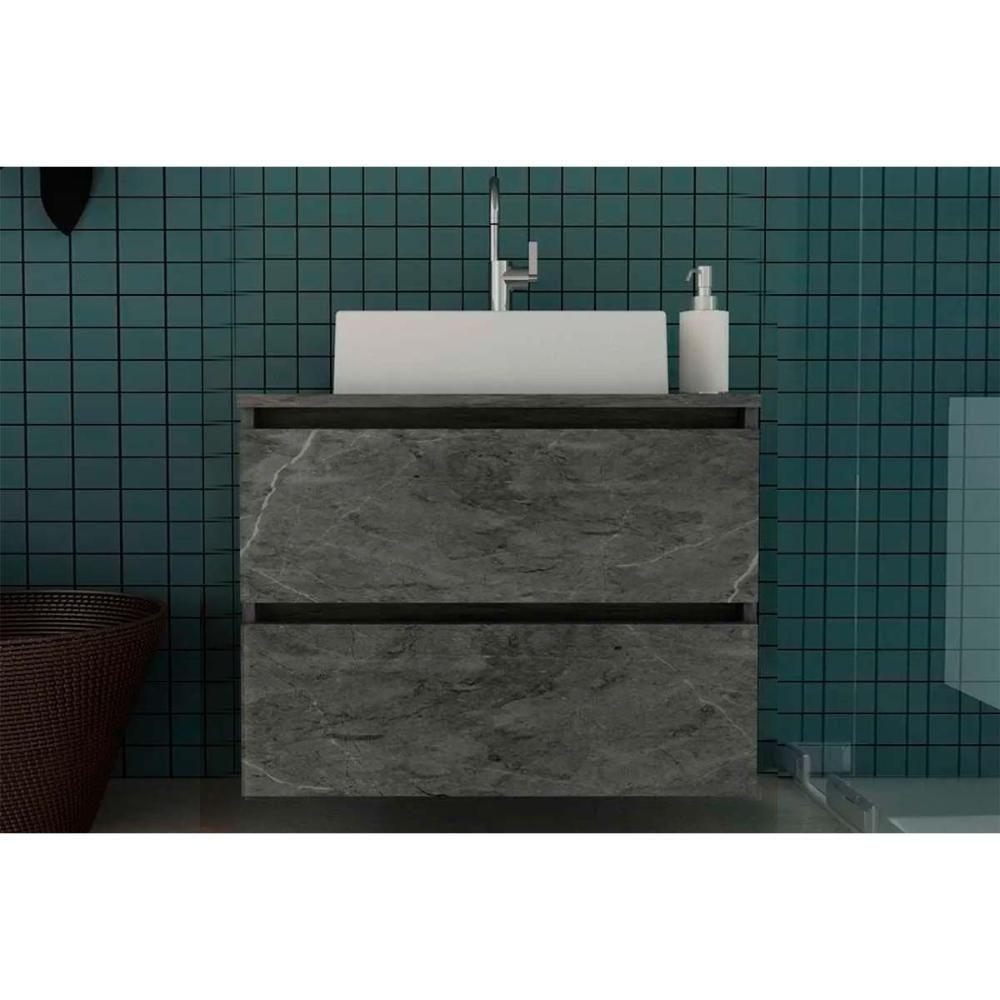 Balcão p/ Banheiro Suspenso BN3607 2 Gavetas cor Mármore Lunar - Tecno Mobili - 1